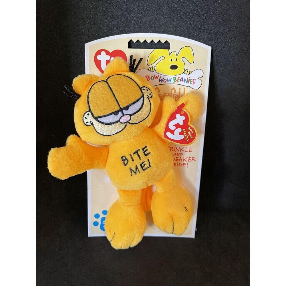 TY Bow Wow Beanies - GARFIELD the Cat Bite Me!  (7.5‎ inch) - New Dog Toy